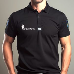 Polo GENDARMERIE NOIR Homme COOLDRY Manches courtes